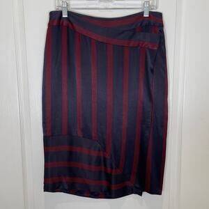 By Malene Birger Danish Designer Asymmetric Stripes‎ Skirt Navy Red Wrap 38 US 8